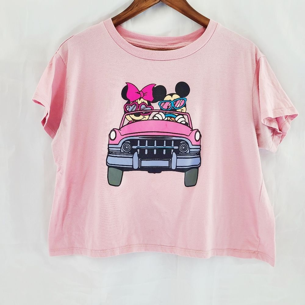 Disney pink mickey & minnie crop top size XL